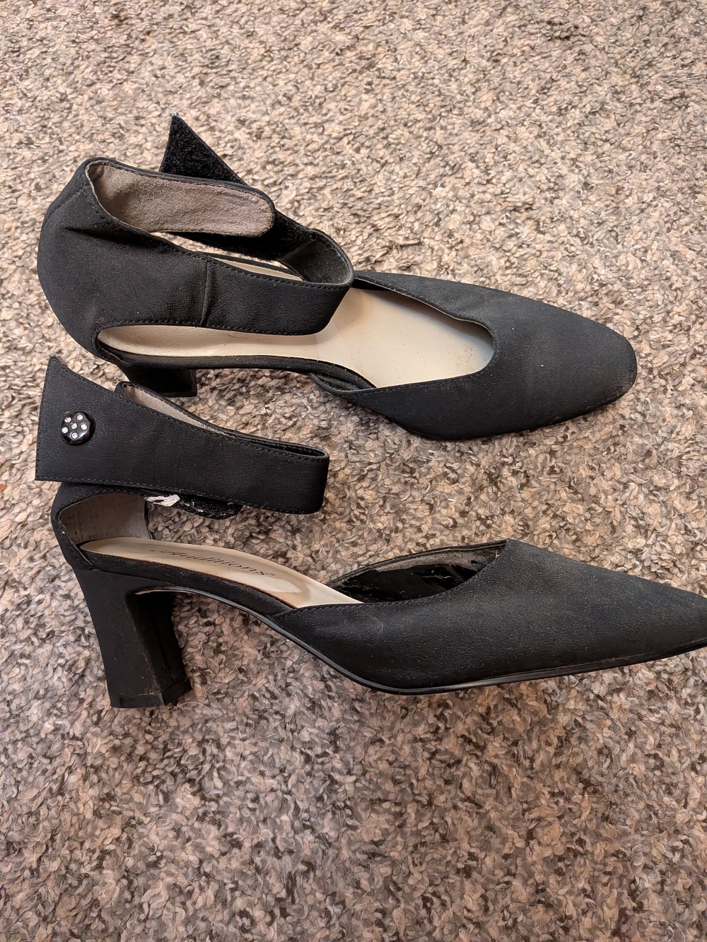 Auditions Black D'Orsay Block Heel Pumps with Ankle Strap